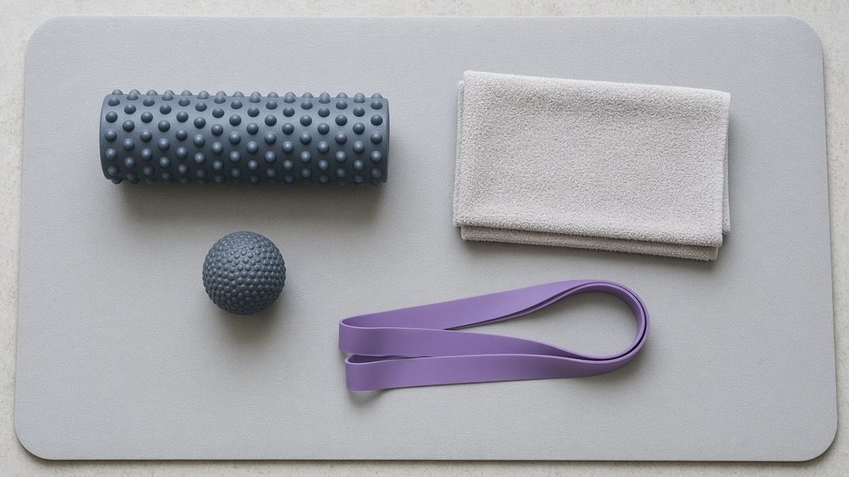 Active recovery tools: foam roller, massage ball and resistance band
