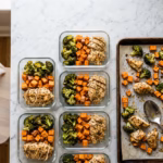 Chicken and sweet potato meal prep containers