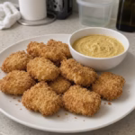 Copycat Chick-fil-A air fryer nuggets on a plate with honey mustard dip