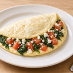 gg white omelet with feta and tomato, a high-protein breakfast for weight loss