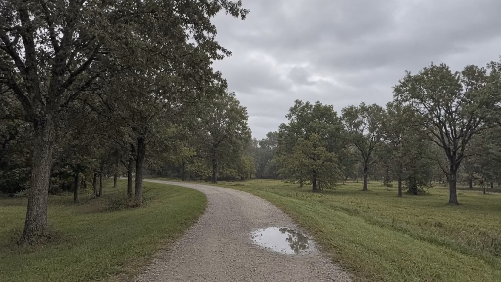 Gravel walking trail through a park, a good route for beginner rucking