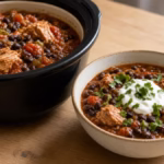 Slow cooker turkey and black bean chili, a high-protein crockpot meal for weight loss